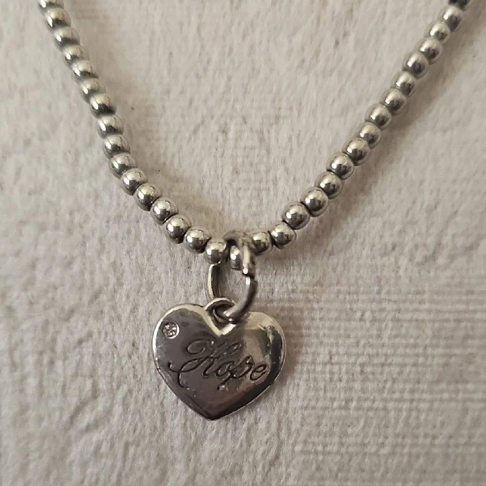 Steve Madden Silver Hope Heart Pendant Necklace 🌠